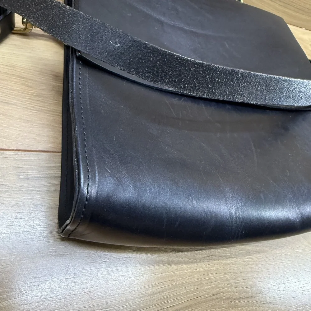 GRACE GORDON‎ Black Modern Leather Satchel Top Handle Minimalist Sleek UK